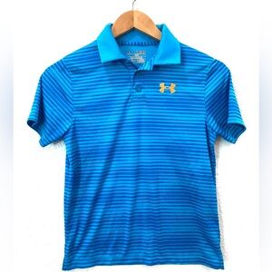 Under Armour Heatgear Boy’s Size Medium Golf Polo Blue Orange Sports Preppy